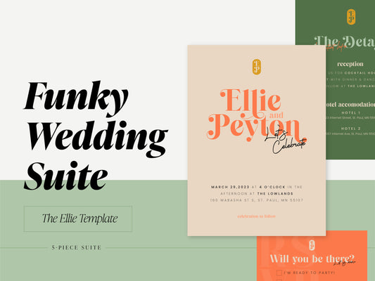 Funky Wedding Invitation Suite | The Ellie Template